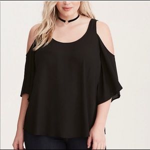 COPY - 3x Torrid Black Cold Shoulder Chiffon Top